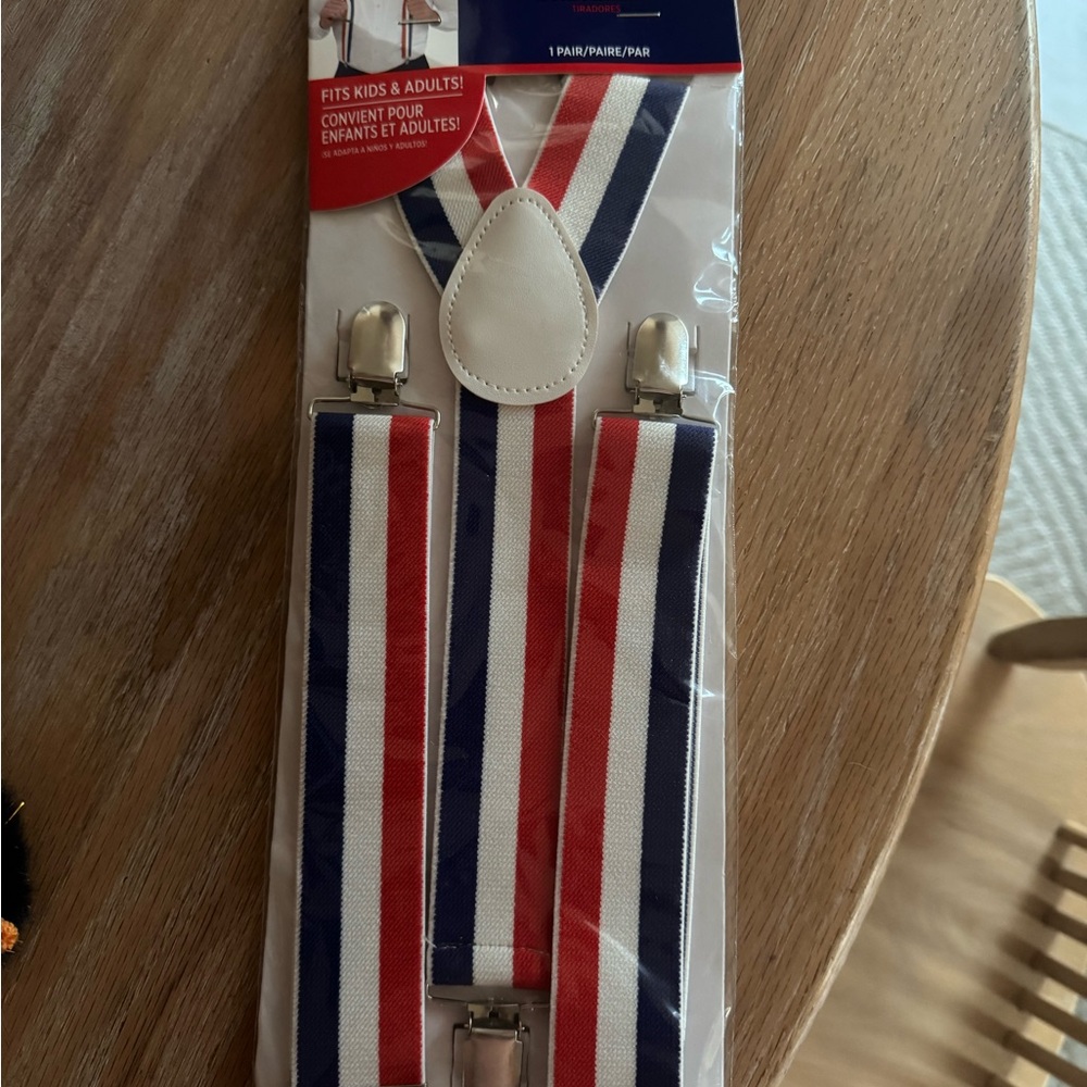 Patriotic Striped Suspenders for Kids and Adults